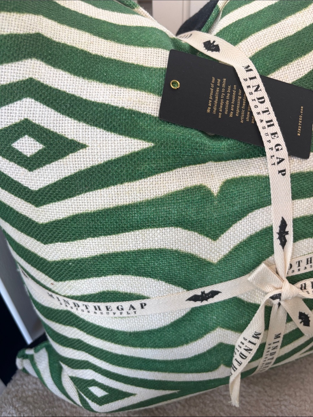 MINDTHEGAP Design & Supply Green & Cream Geometric Throw Pillow - Picture 5 of 7